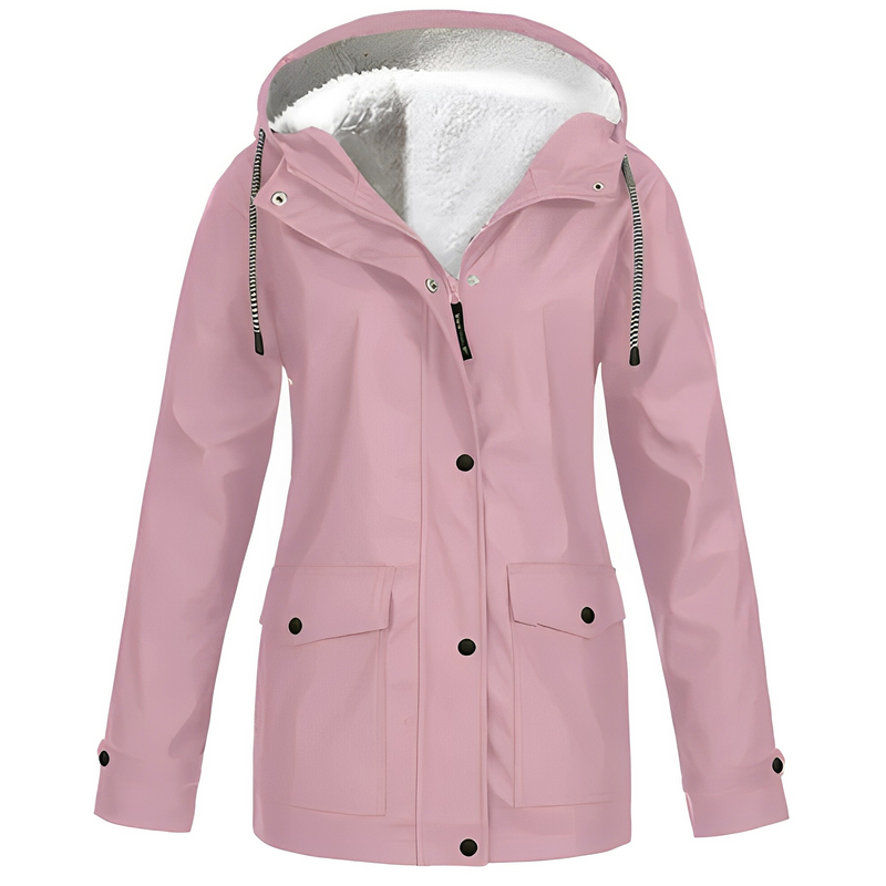 Warm Waterproof Women's Jacket with Adjustable Hood and Soft Lining – Stylish Rain Coat for Cold Weather