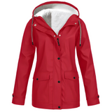 Warm Waterproof Women's Jacket with Adjustable Hood and Soft Lining – Stylish Rain Coat for Cold Weather