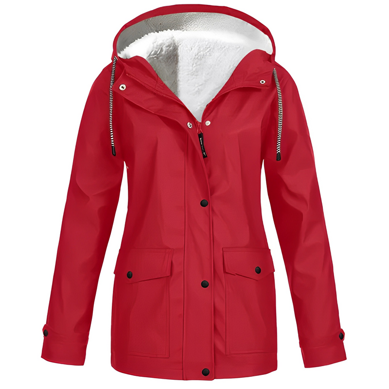 Warm Waterproof Women's Jacket with Adjustable Hood and Soft Lining – Stylish Rain Coat for Cold Weather