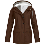 Warm Waterproof Women's Jacket with Adjustable Hood and Soft Lining – Stylish Rain Coat for Cold Weather