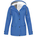 Warm Waterproof Women's Jacket with Adjustable Hood and Soft Lining – Stylish Rain Coat for Cold Weather