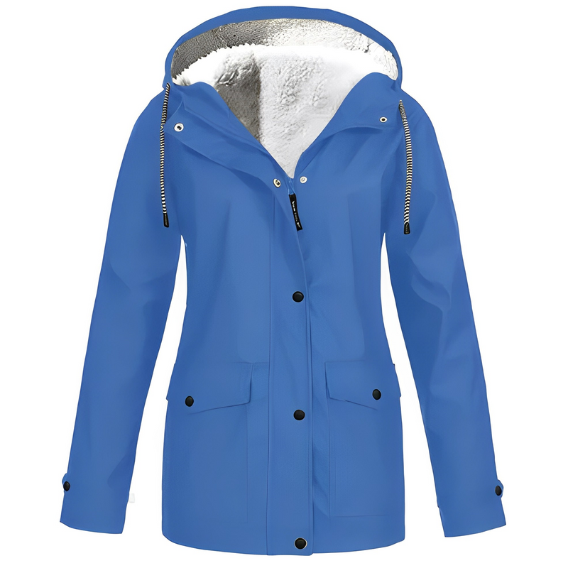 Warm Waterproof Women's Jacket with Adjustable Hood and Soft Lining – Stylish Rain Coat for Cold Weather