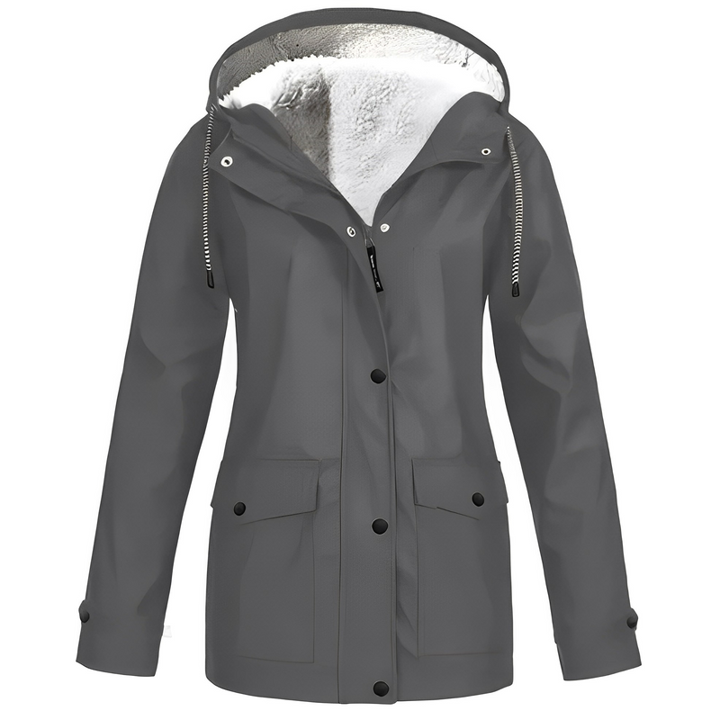 Warm Waterproof Women's Jacket with Adjustable Hood and Soft Lining – Stylish Rain Coat for Cold Weather
