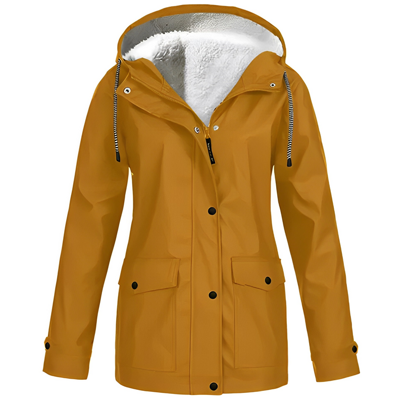 Warm Waterproof Women's Jacket with Adjustable Hood and Soft Lining – Stylish Rain Coat for Cold Weather
