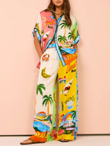 Zomer 2-Delige Set met Uniek Design - Ademend Materiaal voor Strand en Feestjes, Vrolijke Kleuren 6