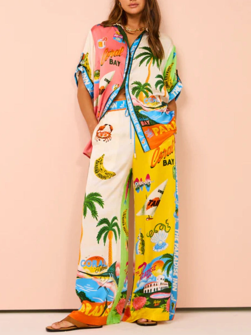 Zomer 2-Delige Set met Uniek Design - Ademend Materiaal voor Strand en Feestjes, Vrolijke Kleuren 6