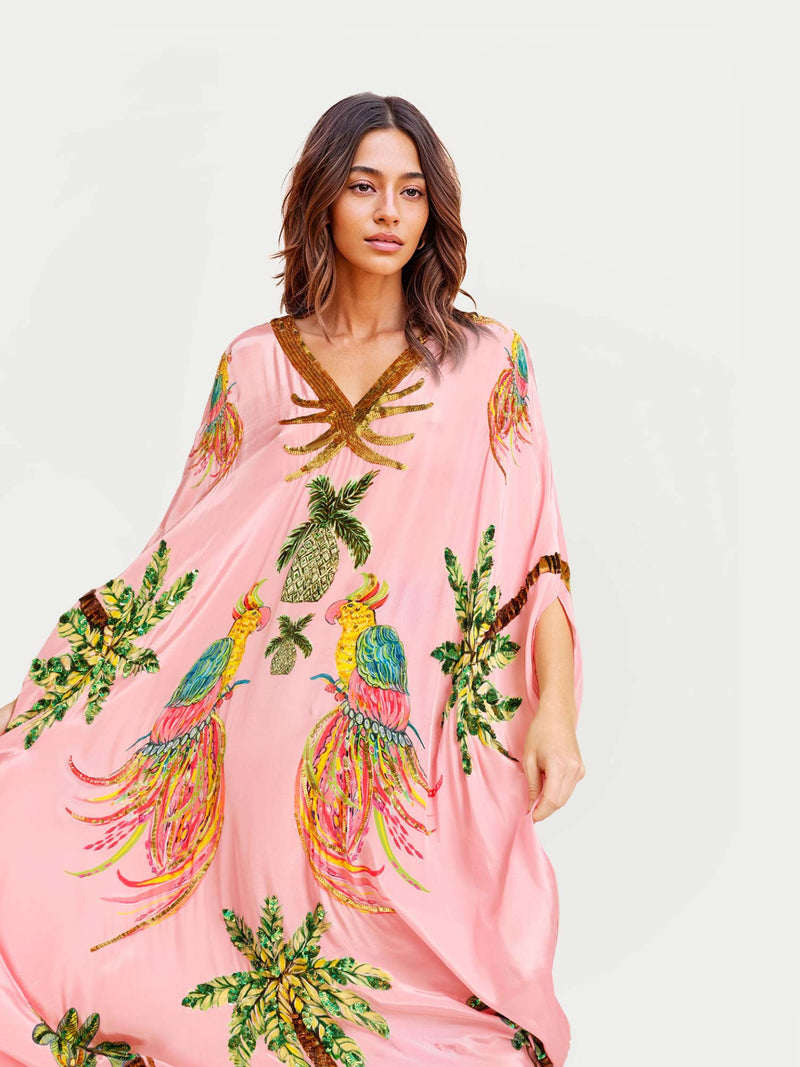 Vibrant Tropical Parrot Print Maxi Dress for Women