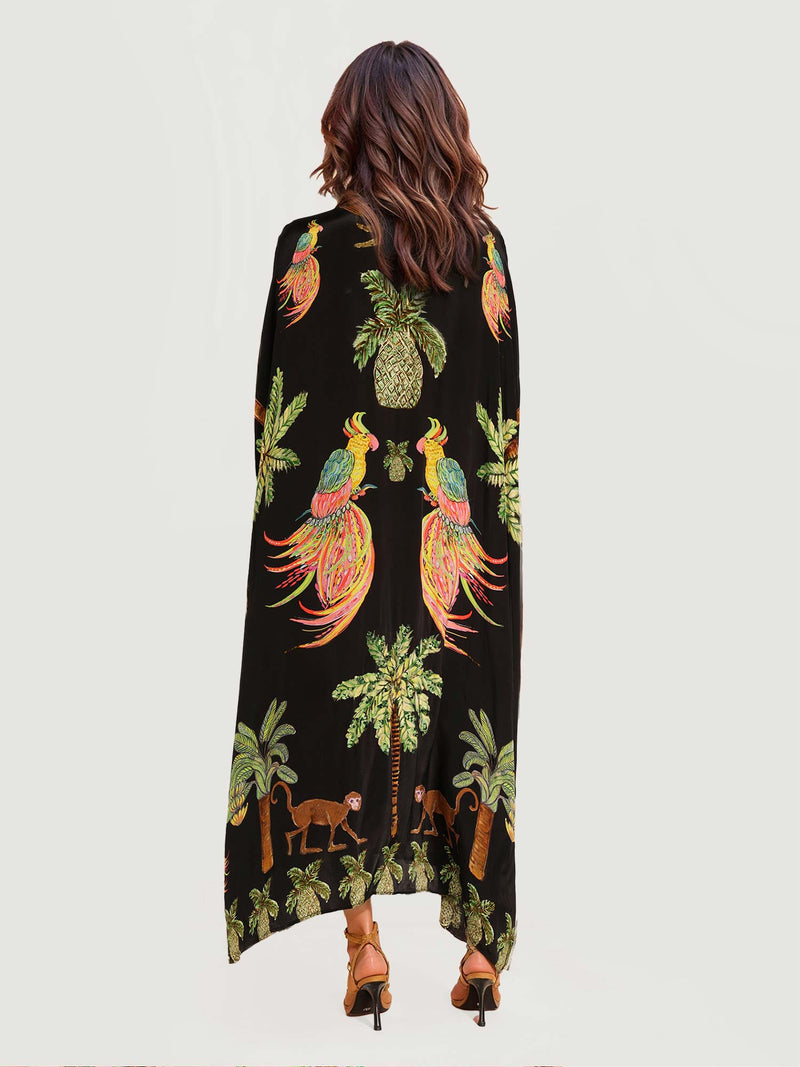 Vibrant Tropical Parrot Print Maxi Dress for Women