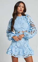 Elegant Lace Mini Dress with Long Sleeves for Women